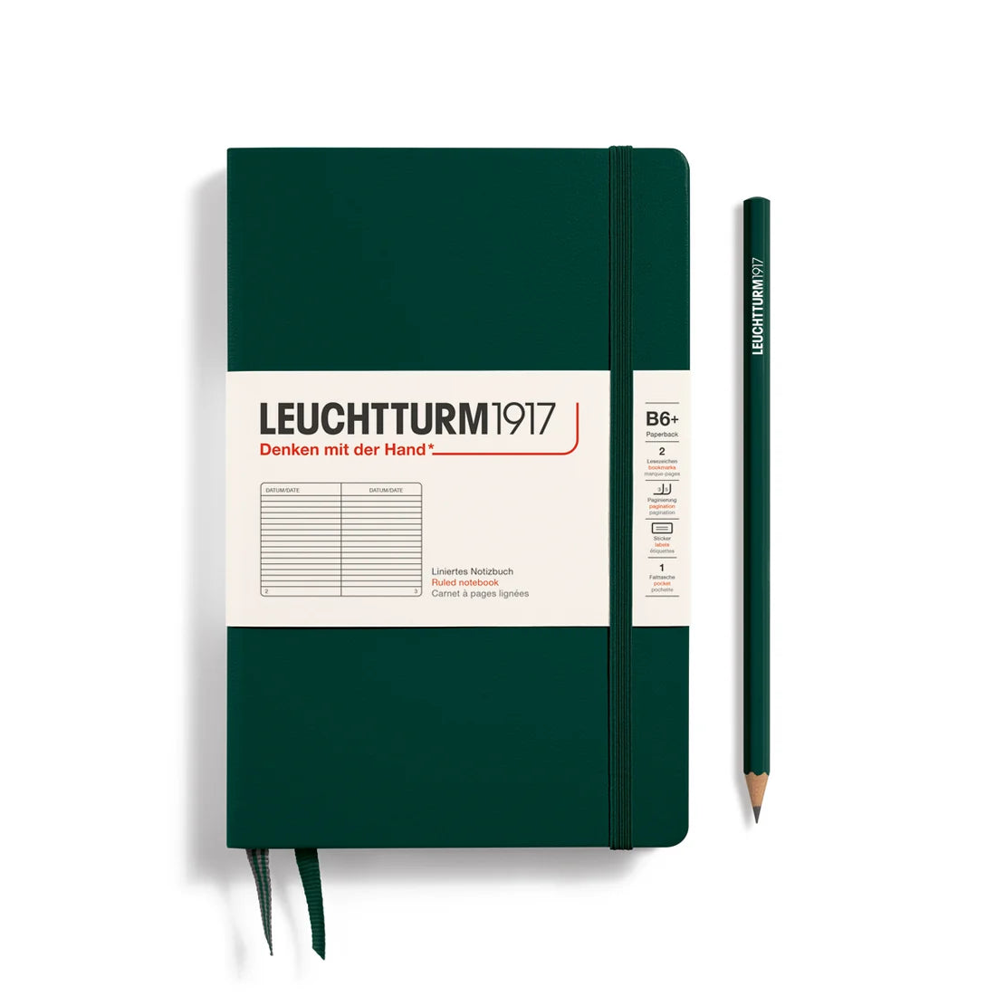 Leuchtturm1917 Paperback B6+ Hardcover Ruled Notebook - Forest Green