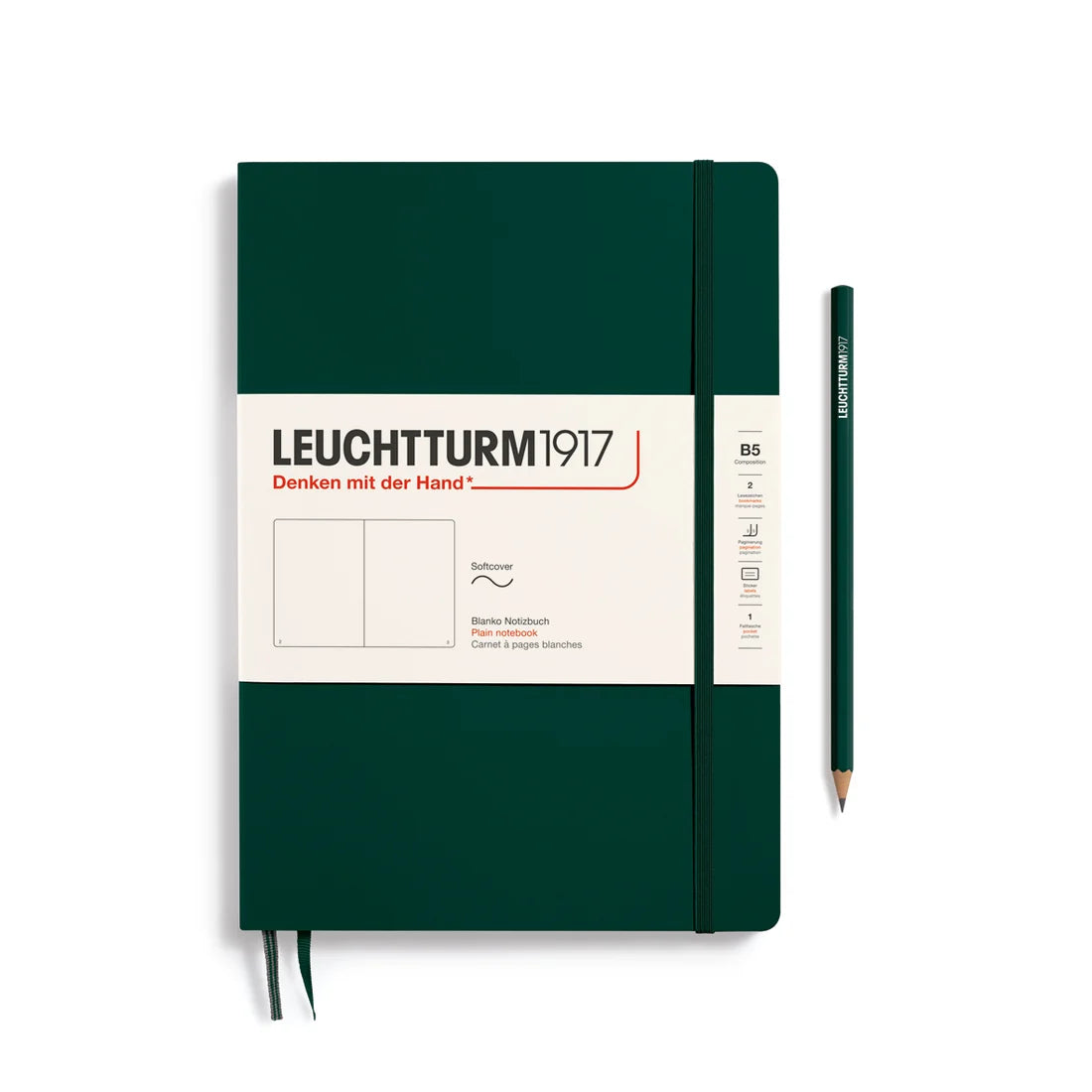 Leuchtturm1917 Composition B5 Softcover Plain Notebook - Forest Green