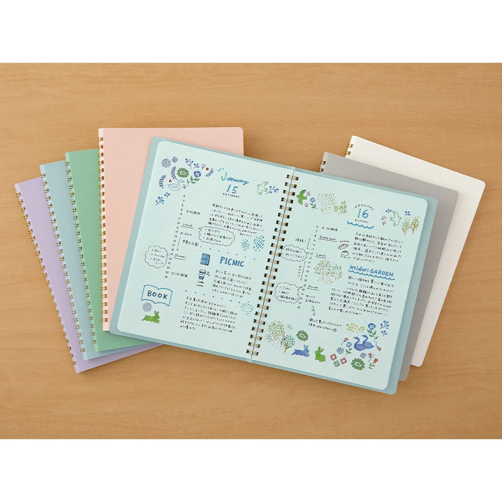 Midori Soft Color A5 Dotted Ring Notebook - White
