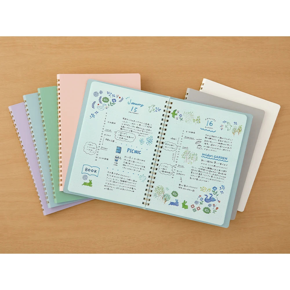 Midori Soft Color A5 Dotted Ring Notebook - Pink