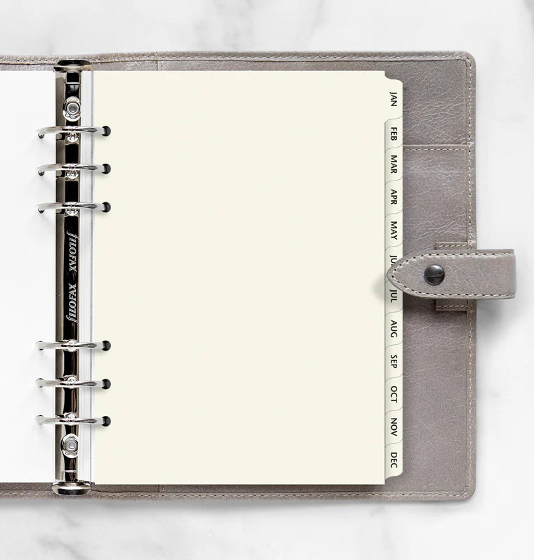 Filofax A5 Accessory 6-Ring Refill - January to December Index Tabs (Cream)