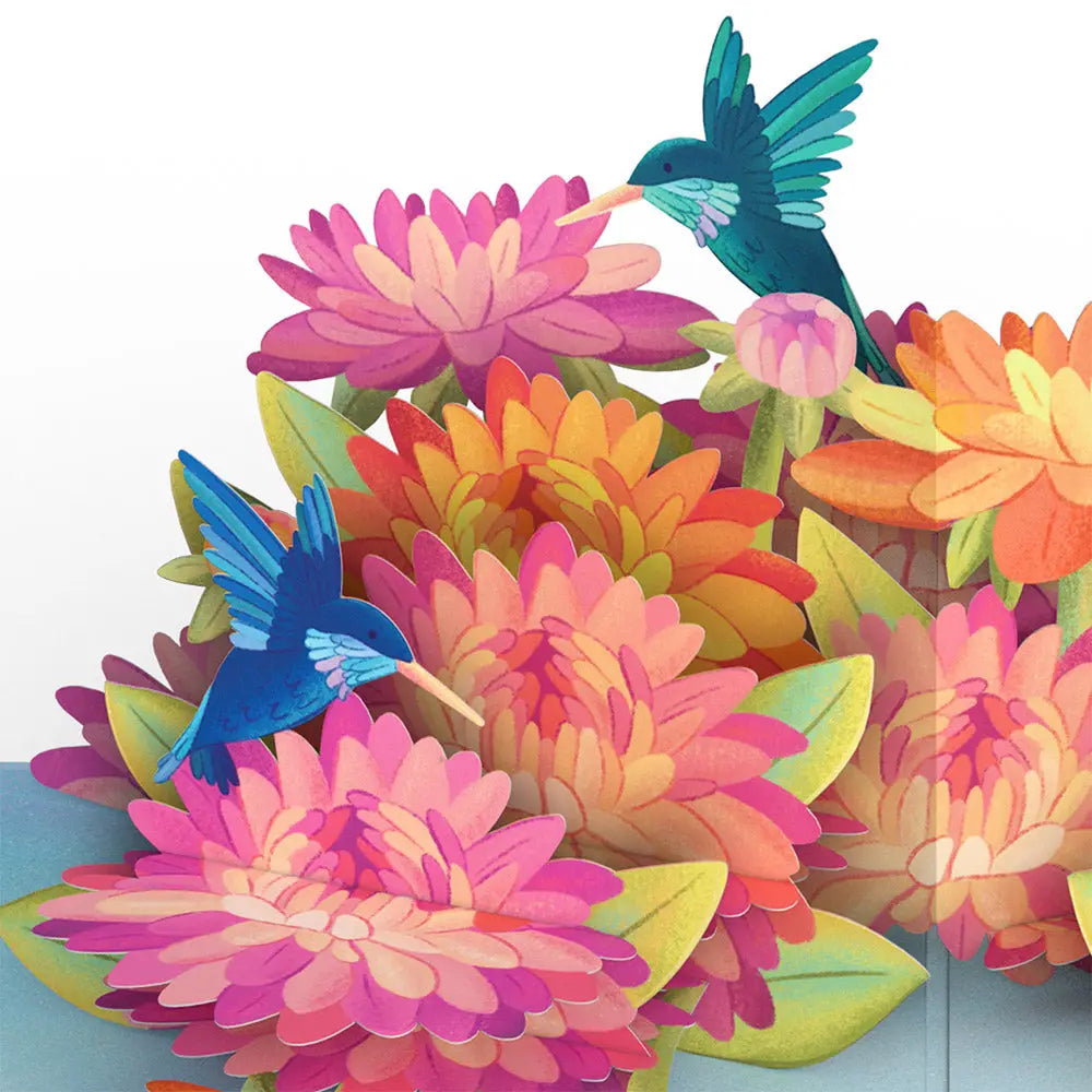 Lovepop Pop-Up Card - Vibrant Hummingbird Garden