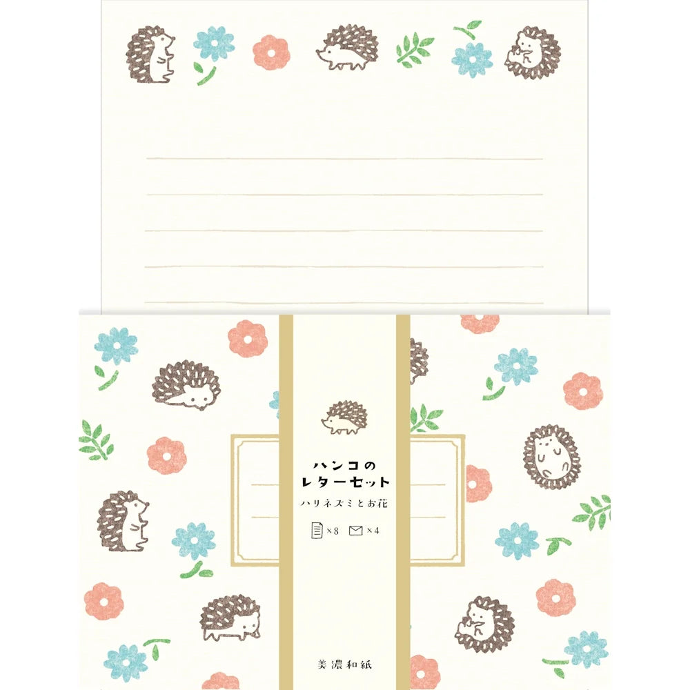 Furukawa Paper Hanko Letter Set - Hedgehog & Flowers