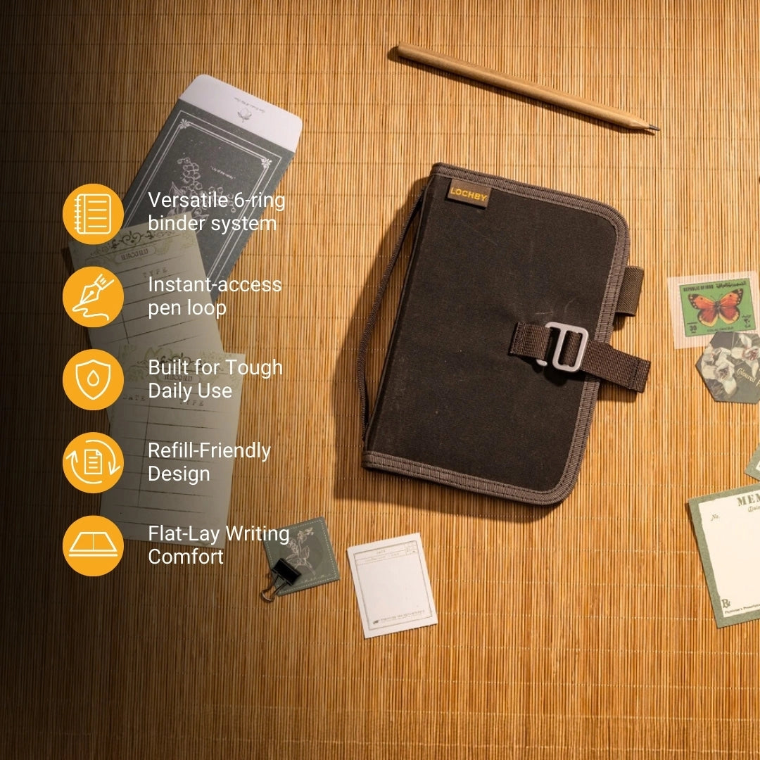 LOCHBY A6 6-Ring Field Binder - Brown