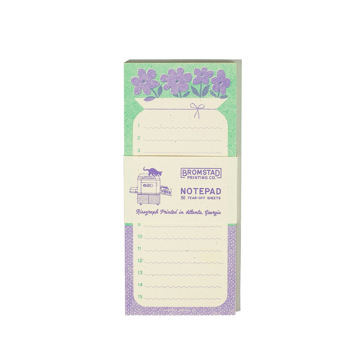 Bromstad Printing Risograph Notepad - Vase of Flowers