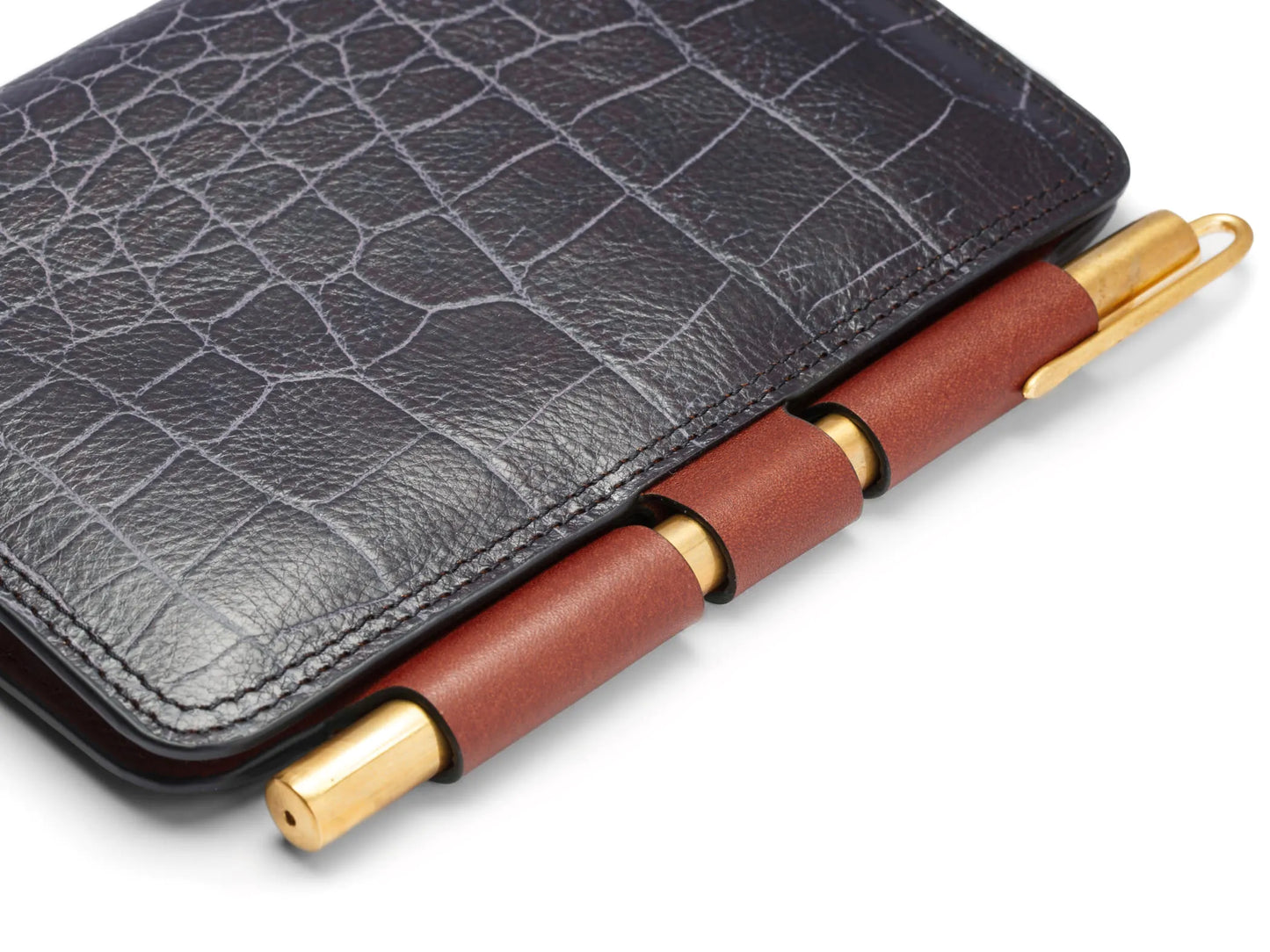Bosca Vintage Field Notes Journal - Dark Brown Crocodile