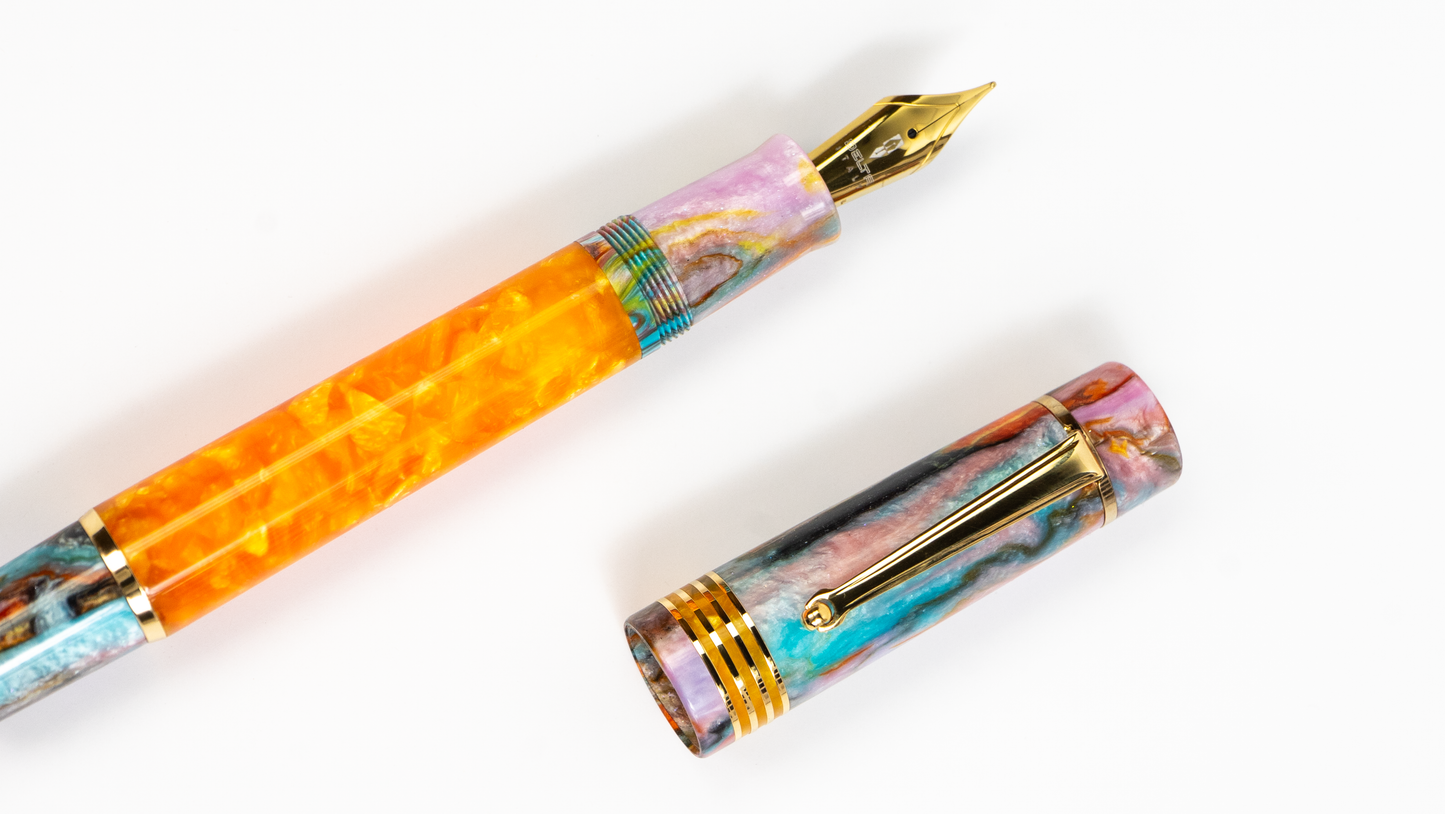 Delta DV Original Mid-Size Fountain Pen - Orange/Primary Manipulation 4.5 (Limited Edition 88)