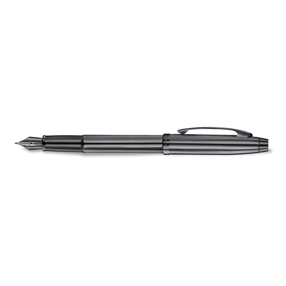Sheaffer 100 Fountain Pen - Shiny Dark Grey Gunmetal with PVD Trim