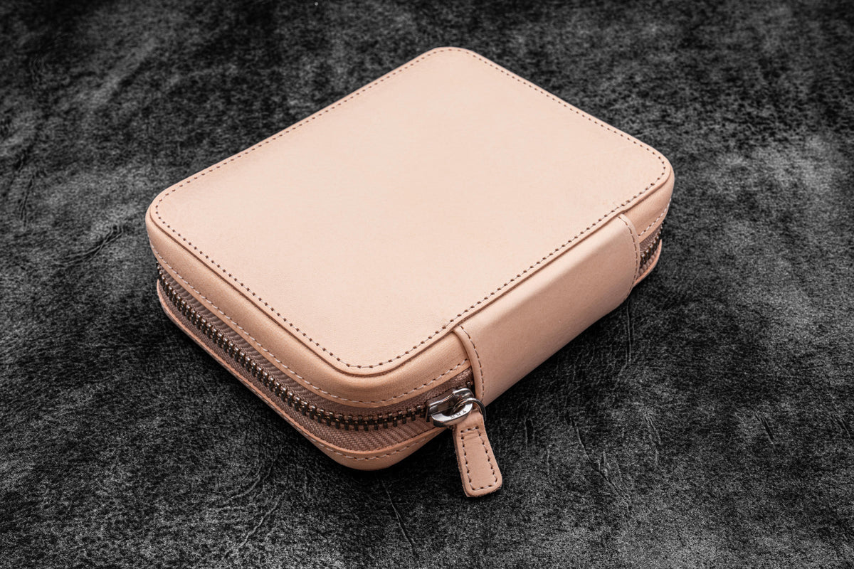 Galen Leather A6 Wide Zippered 10 Slot Pen Case Expansi-Pouch - Undyed