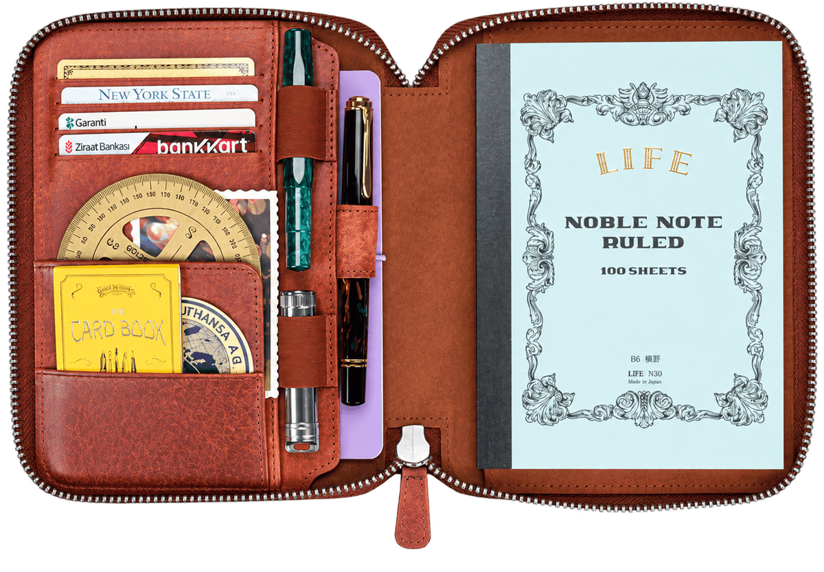 Galen Leather B6/B6 Slim Zippered Notebook Folio - Aged Copper
