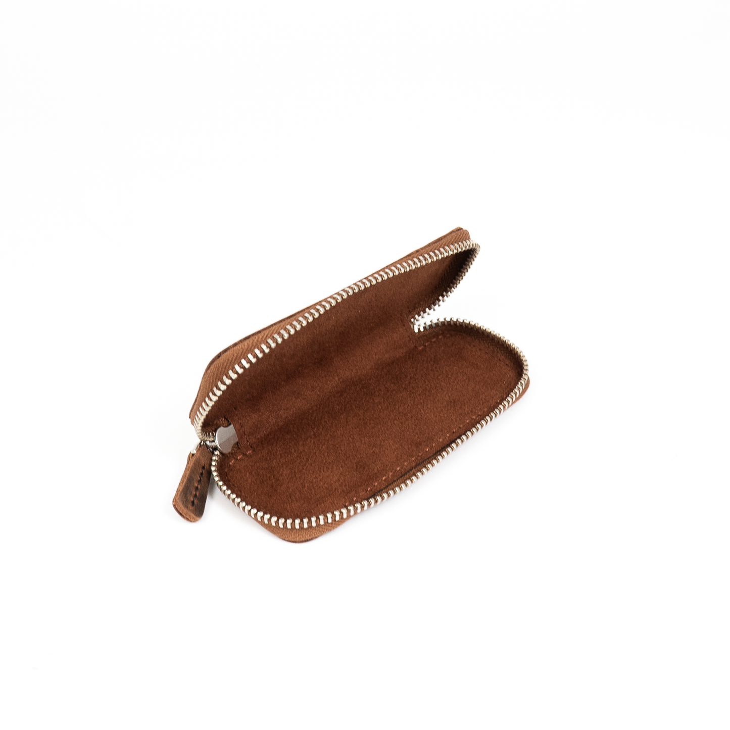 Galen Leather Double Zippered Pen Case Kaweco/Pocket Size - Havana Brown
