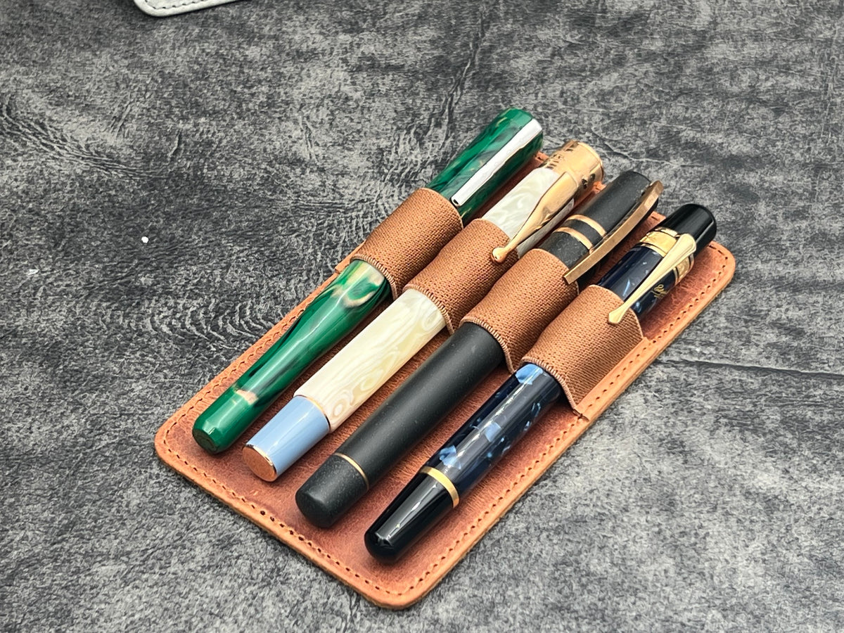 Galen Leather 4 Slots Replacement Pen Holder - Crazy Horse Orange