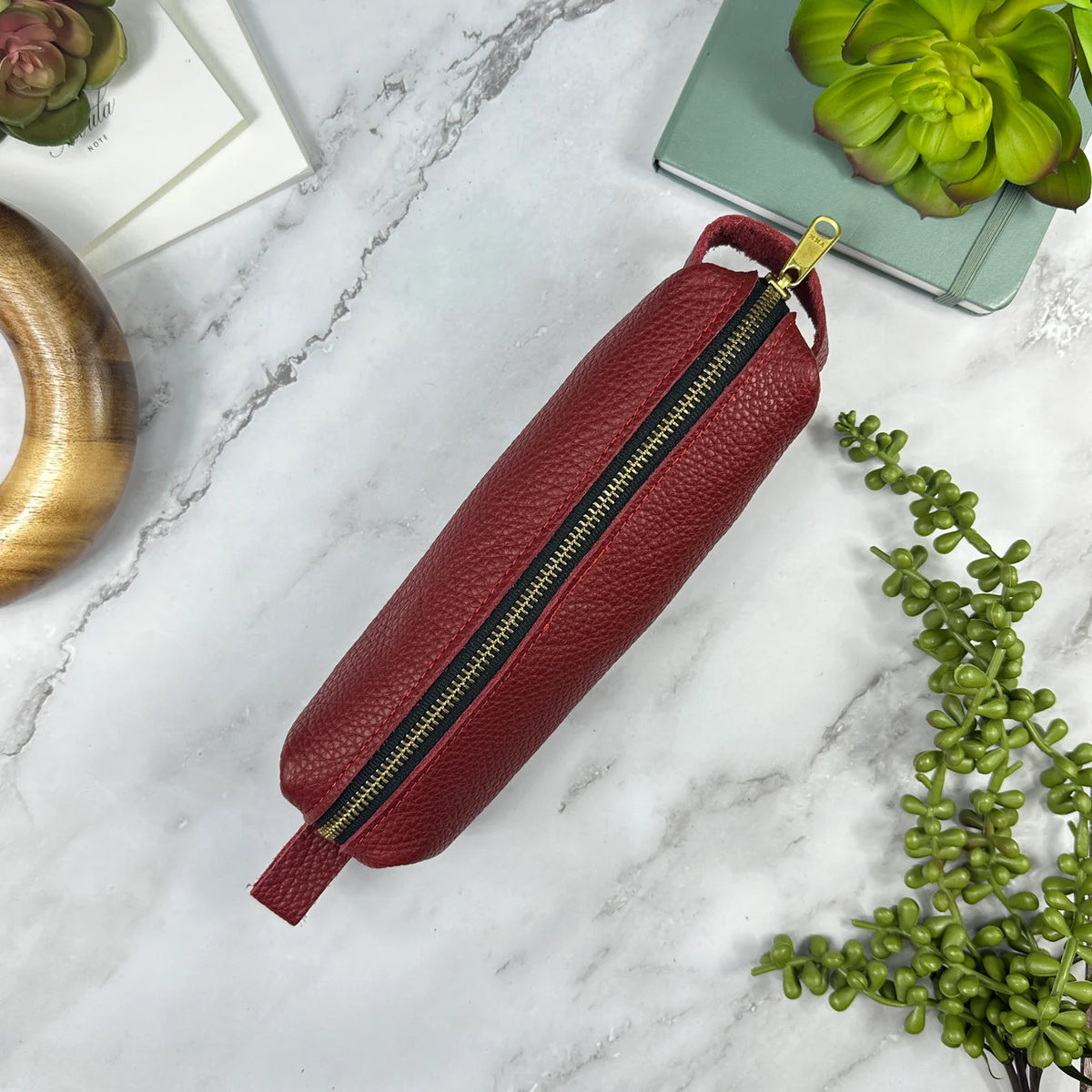 Girologio Pen Case - Crimson Ember (Zippered Leather)
