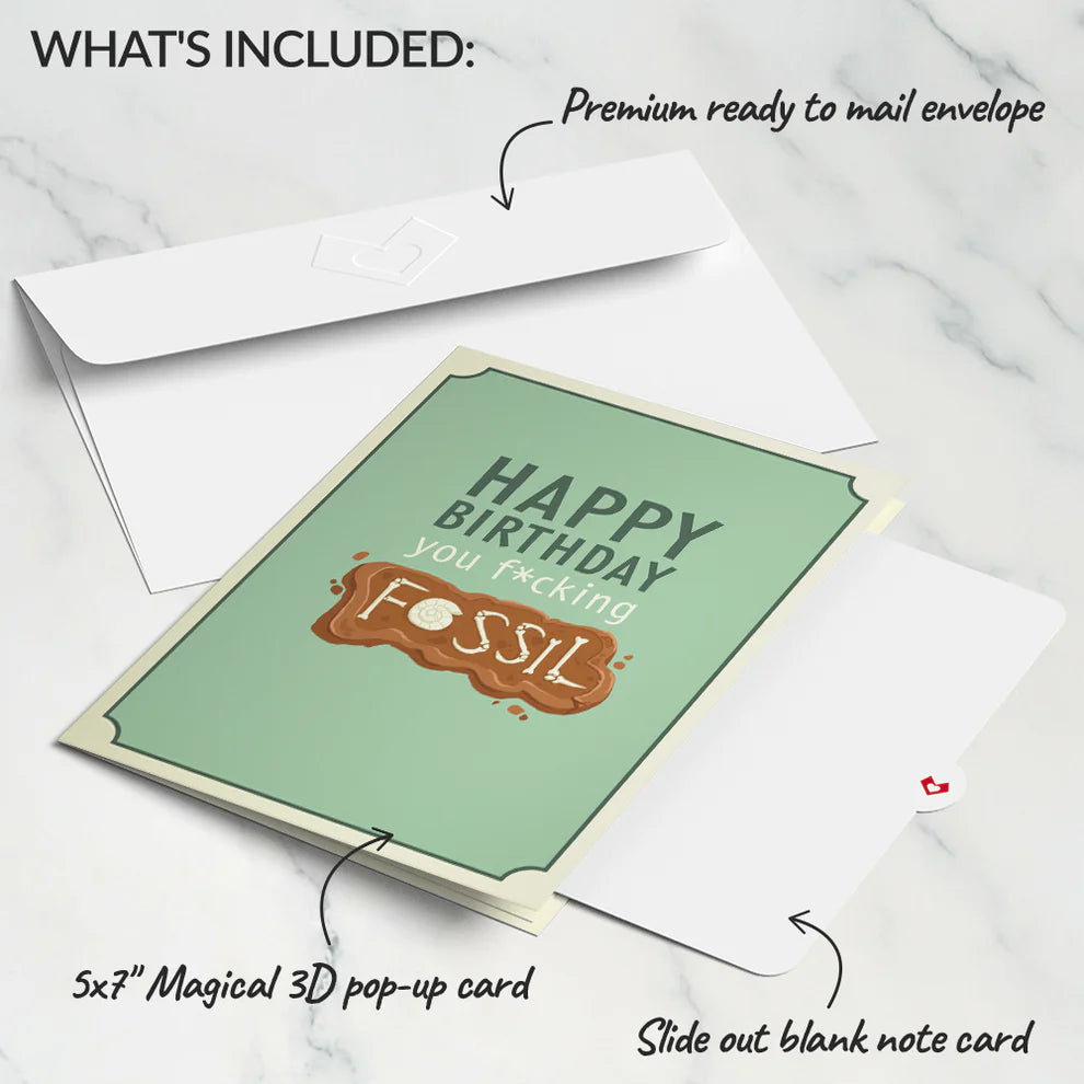 Lovepop Pop-Up Card - Happy Birthday You F*cking Fossil