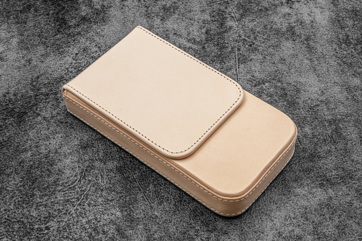 Galen Leather 3 Slots Magnum Opus Pen Case - Undyed (with Removable Pen Tray)