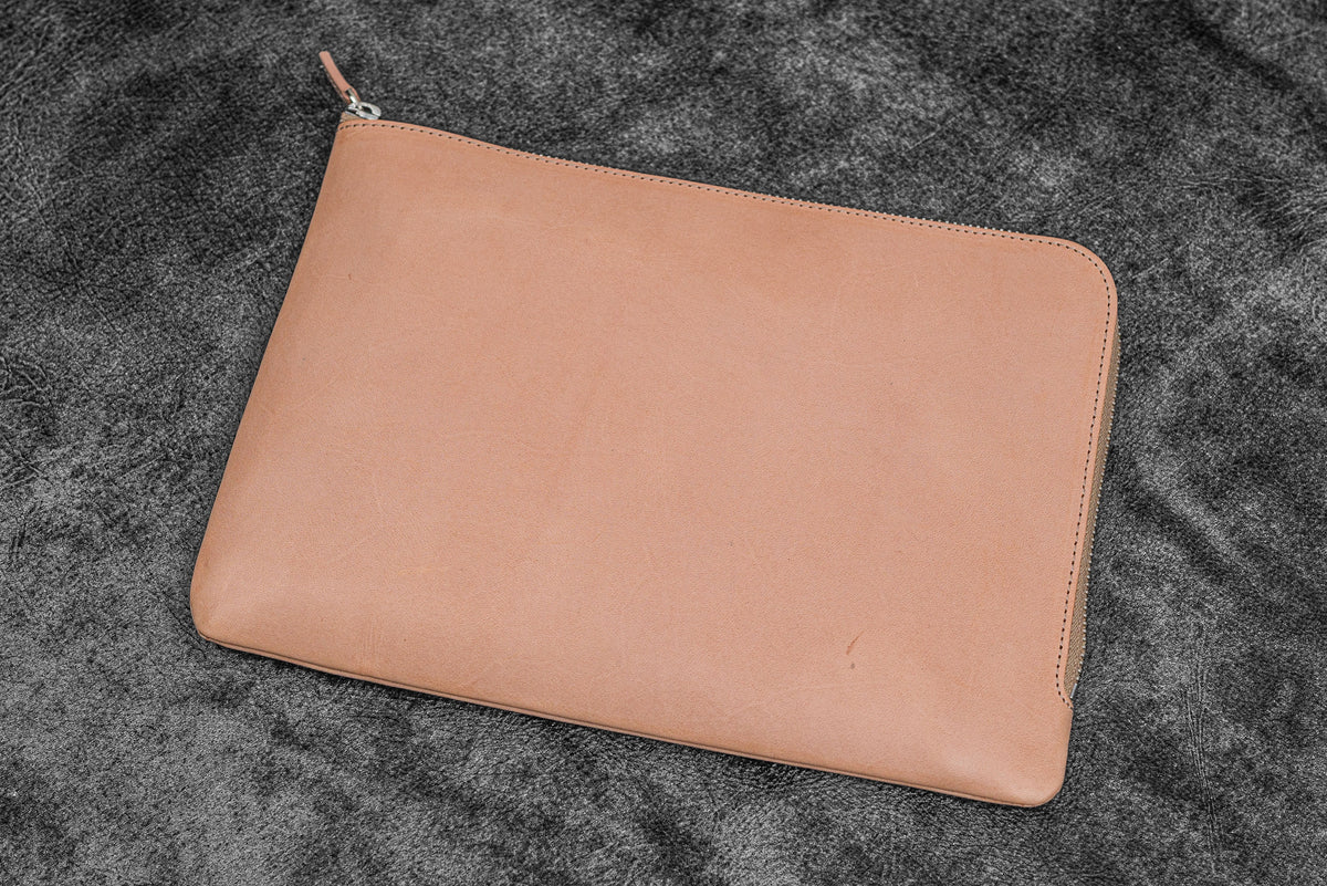 Galen Leather Zippered 7 Slots Writer's Bank Bag/Pen Pouch - Undyed Leather