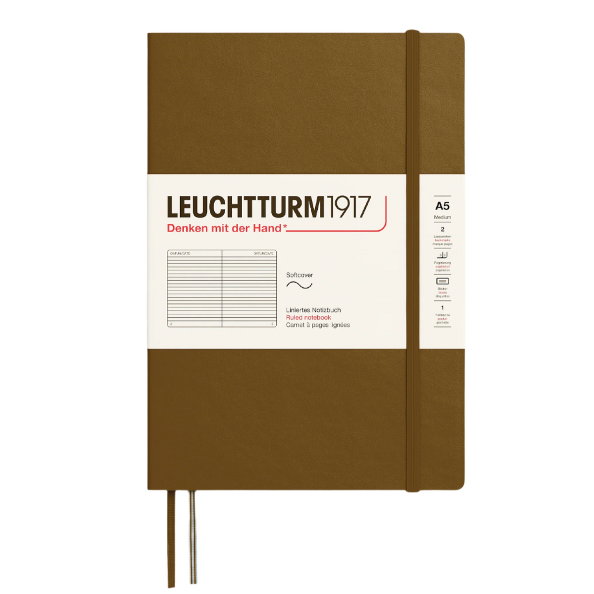 Leuchtturm1917 A5 Medium Softcover Ruled Notebook - Spice Brown (Discontinued)