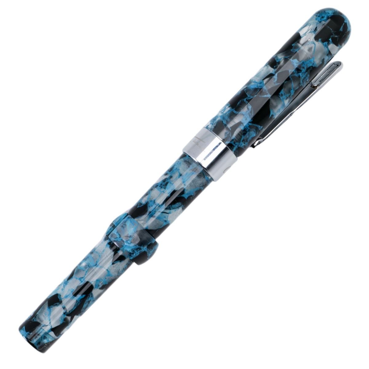 Conklin Mark Twain Demonstrator Fountain Pen - Blue Array with Chrome Trim (Discontinued)