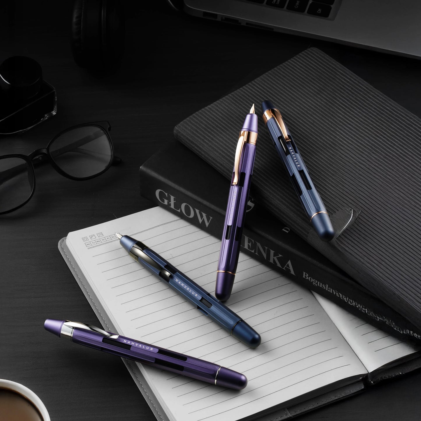 Nahvalur Eclipse Retractable Fountain Pen - Cobalt Rose Gold