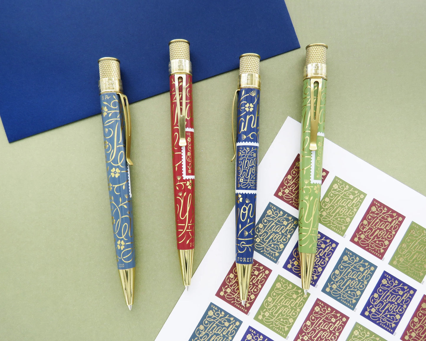 Retro 51 Collection USPS Tornado Rollerball - Thank You Stamp: Muted Green