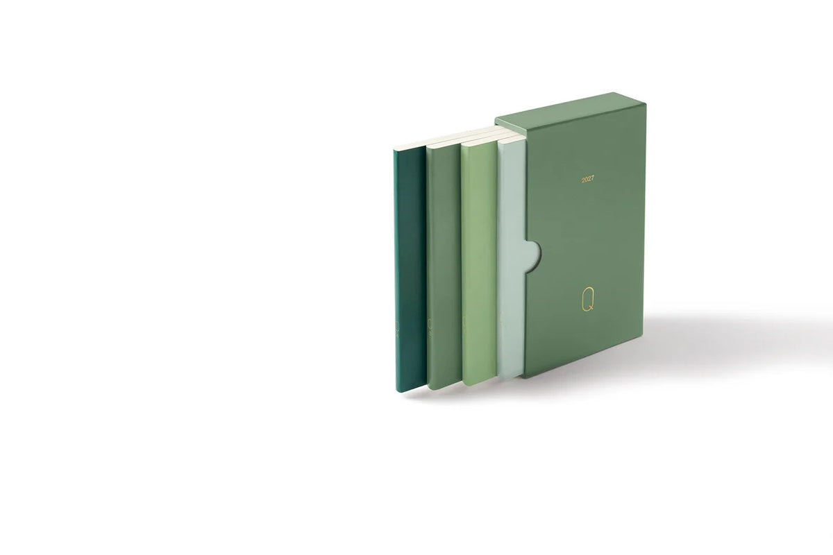 Leuchtturm1917 2027 A6 Pocket Hardcover Quarterly Dotted Daily Planner Set - Shades of Green (Pack of 4)