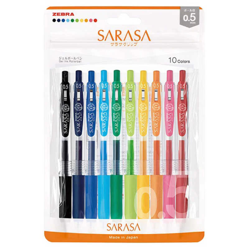 Sarasa Clip 0.4mm - 10 Color Set