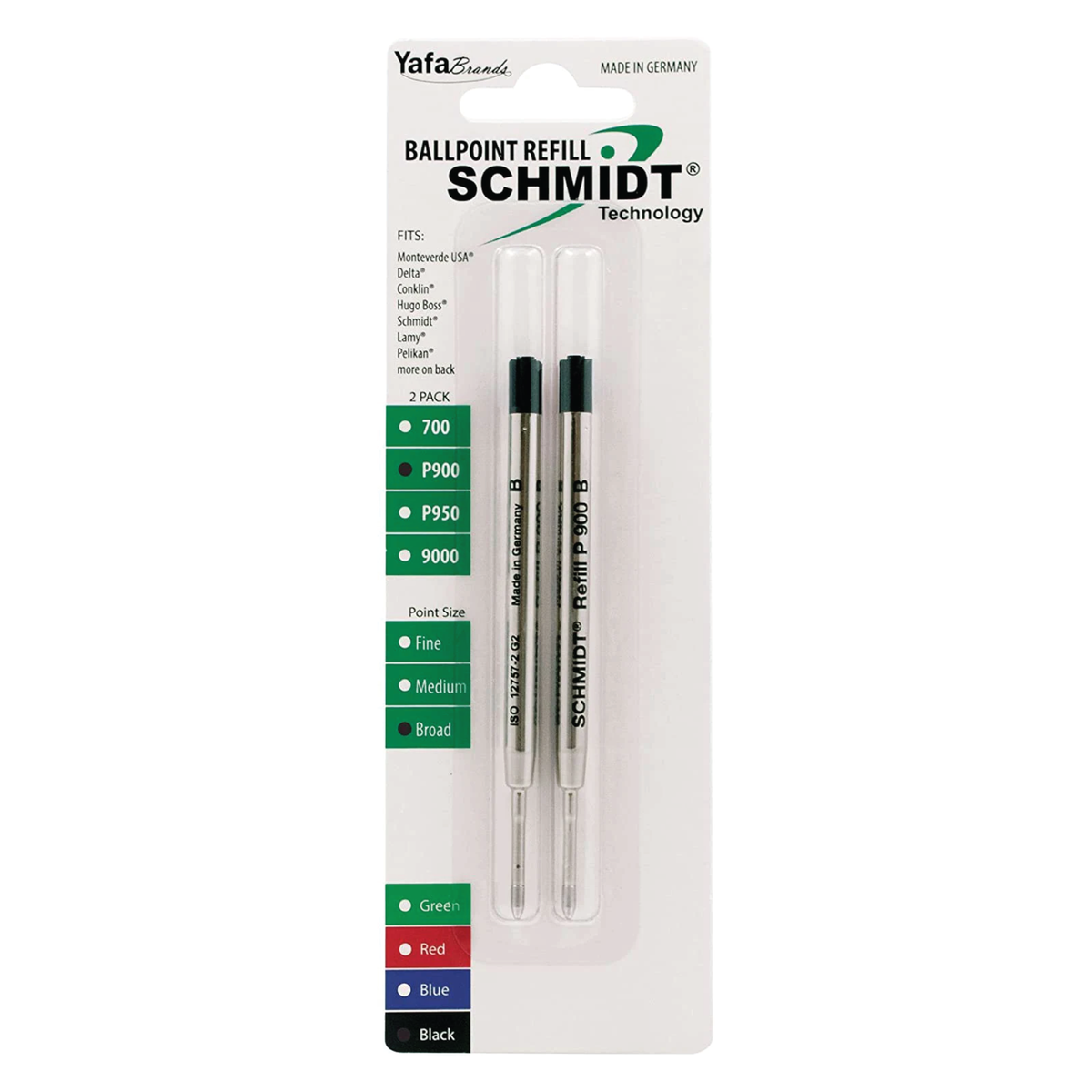 Schmidt P900 Parker Style Ballpoint Refills - Black (2ea)