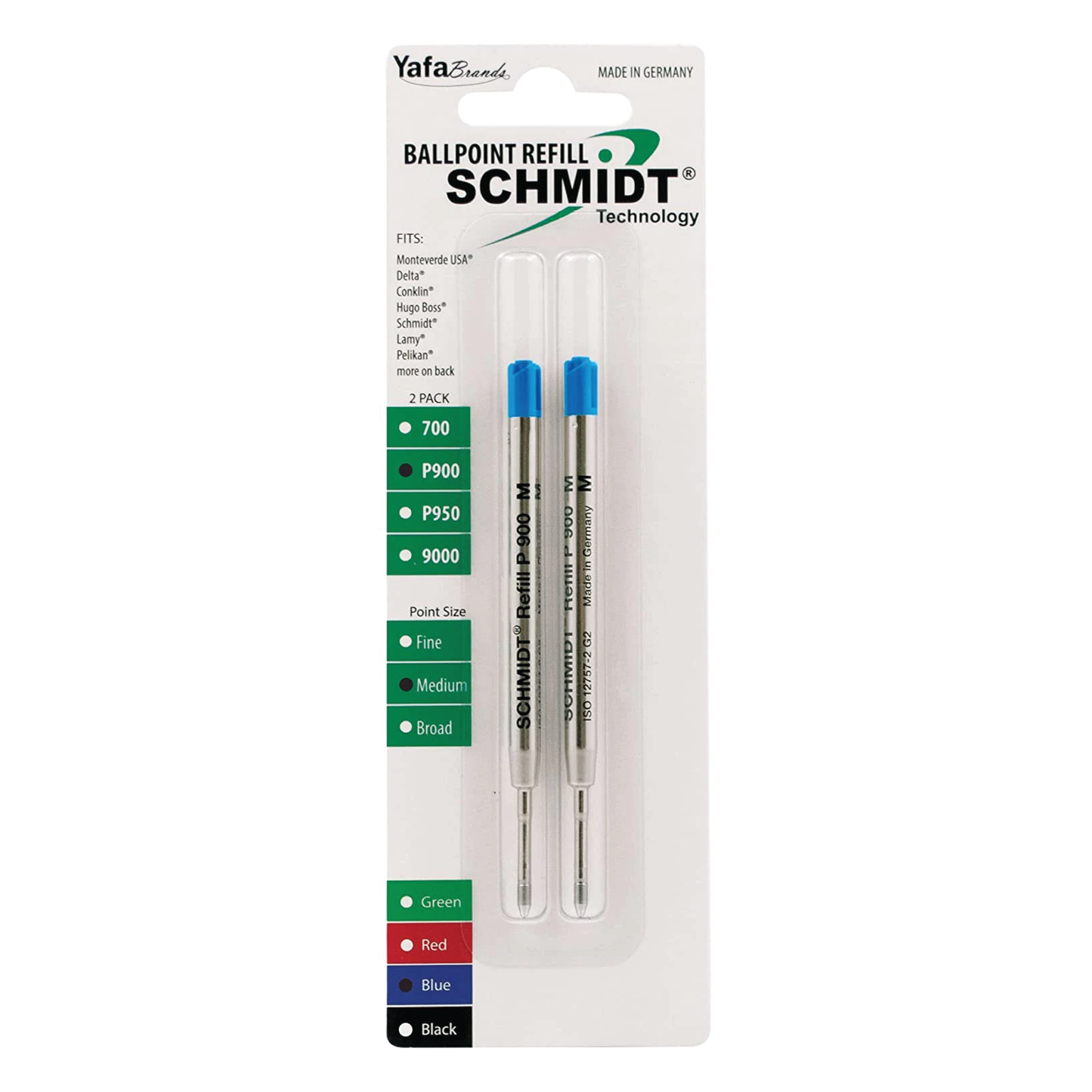 Schmidt P900 Parker Style Ballpoint Refills - Blue (2ea)
