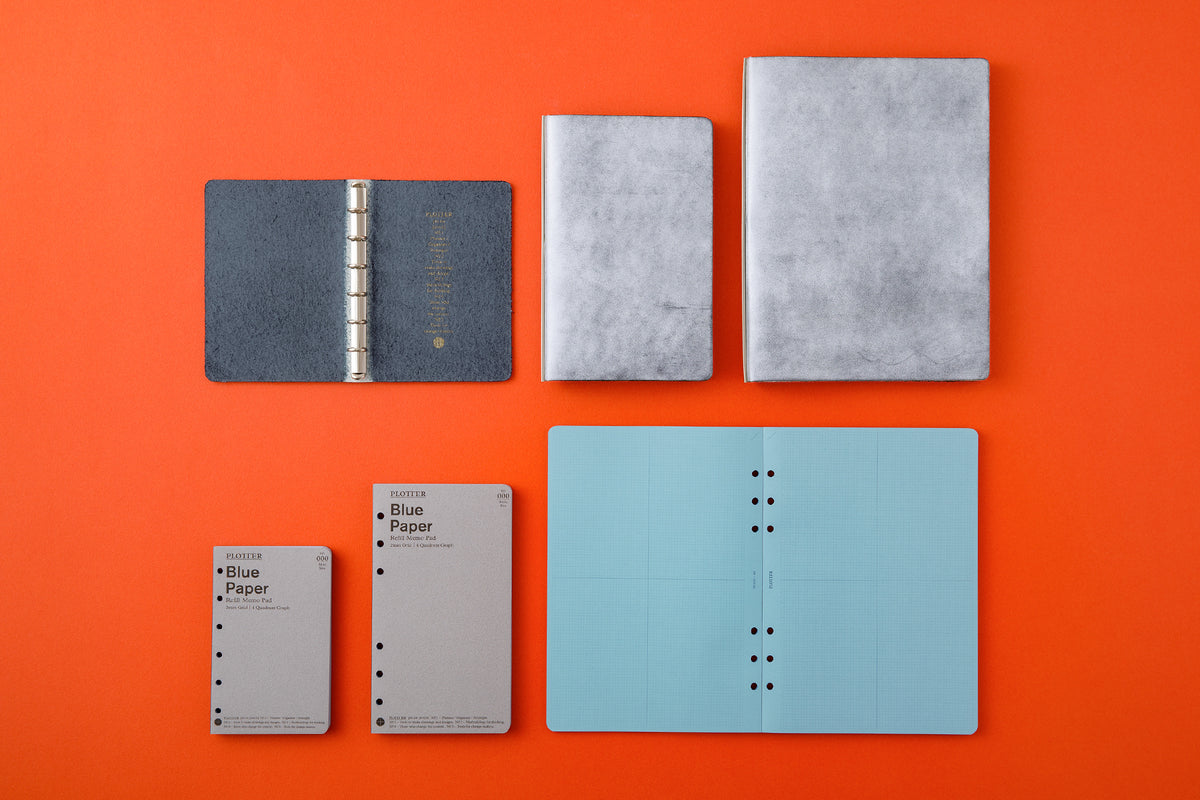 PLOTTER Mini Size Shiranami 6-Ring Leather Binder - Blue