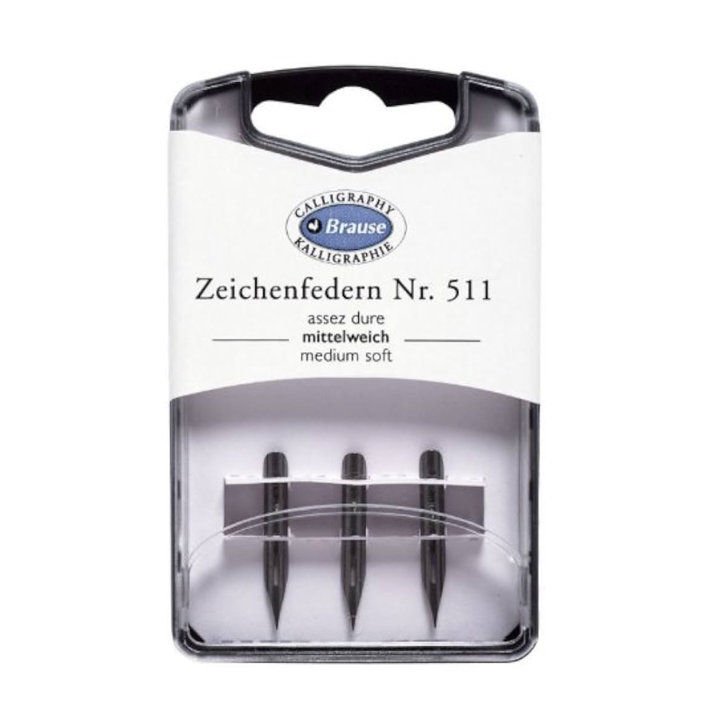 Brause Zeichenfedern Nr. 511 Medium Soft Calligraphy Nibs (Set of 3)