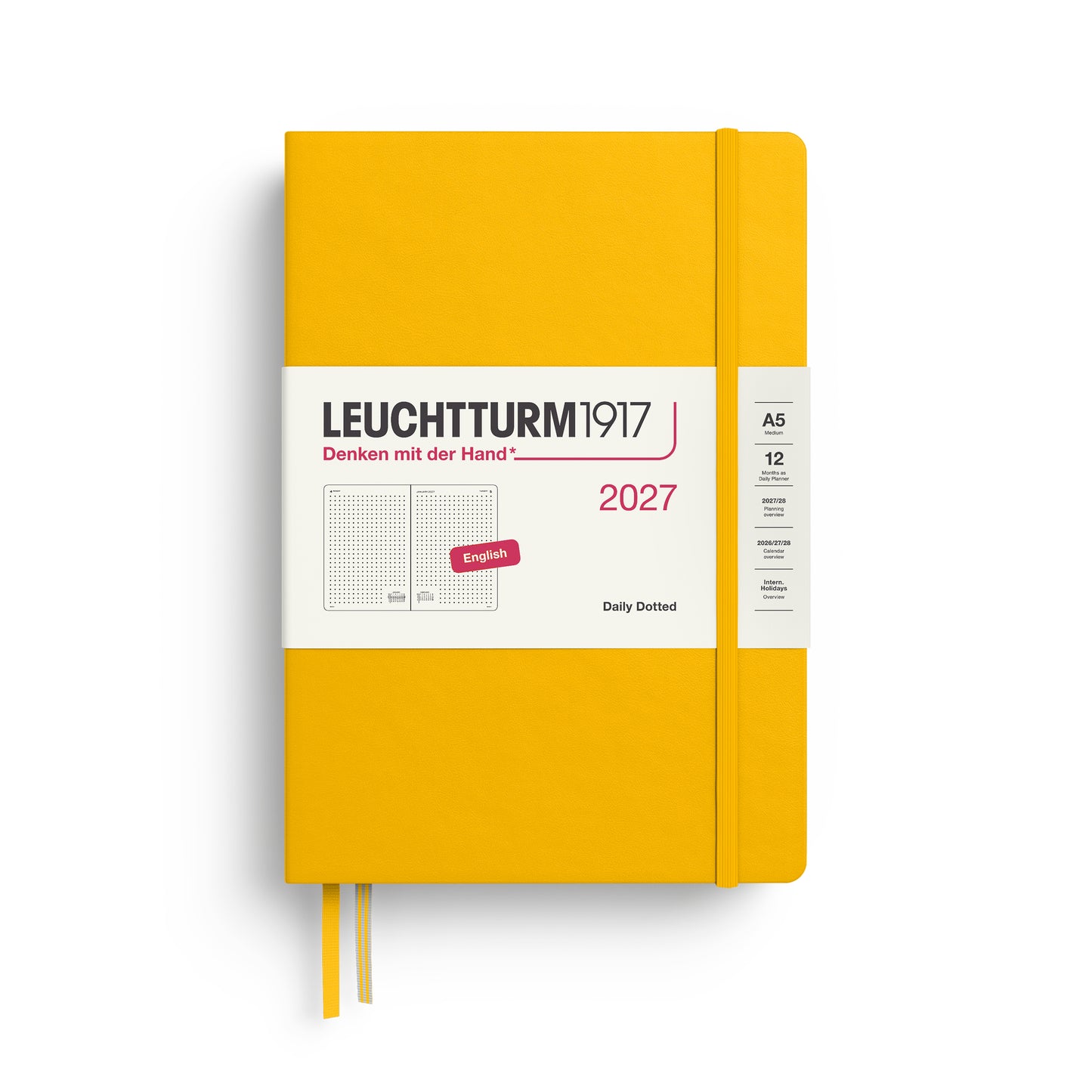 Leuchtturm1917 2027 A5 Medium Hardcover Dotted Daily Planner - Sunflower