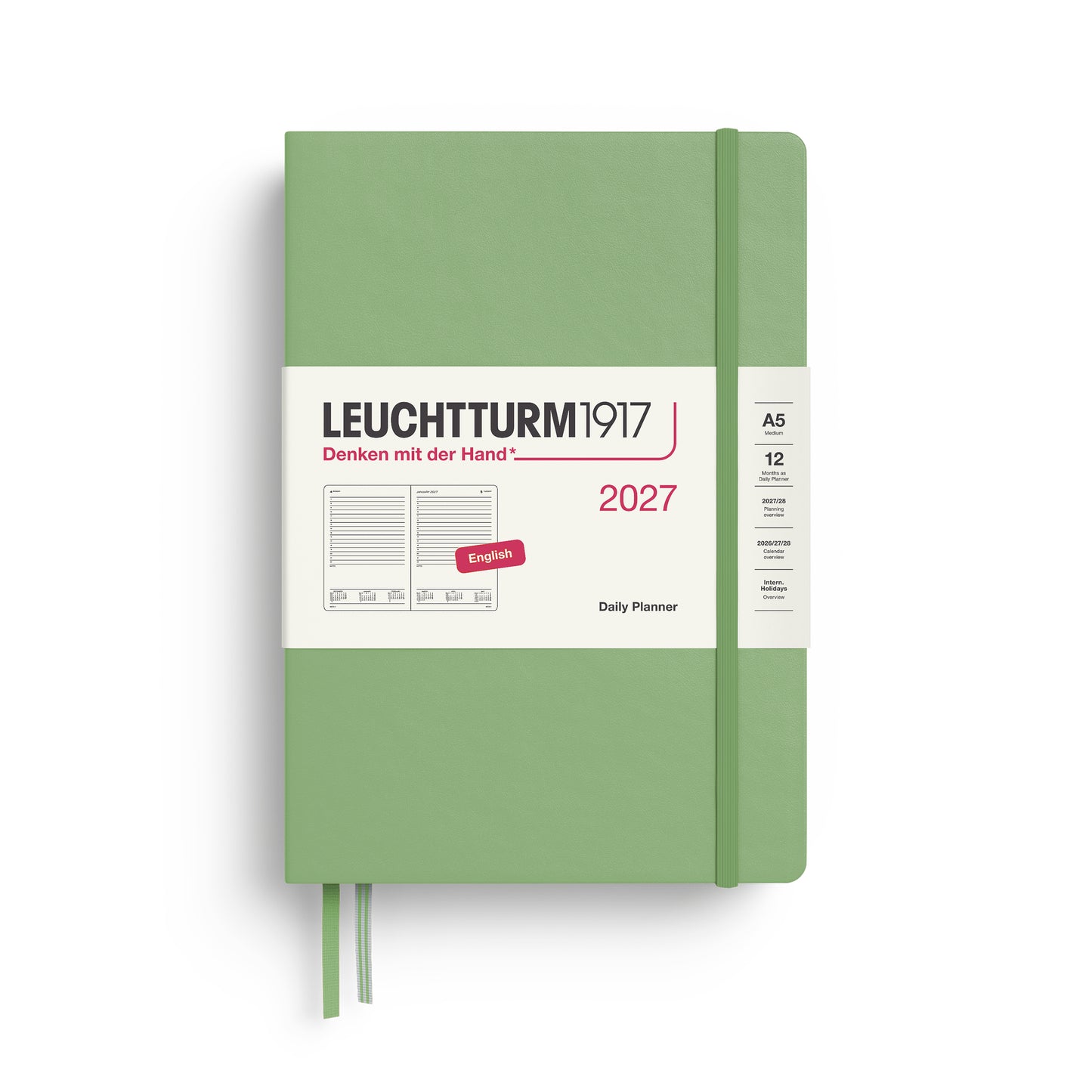 Leuchtturm1917 2027 A5 Medium Hardcover Daily Planner - Sage