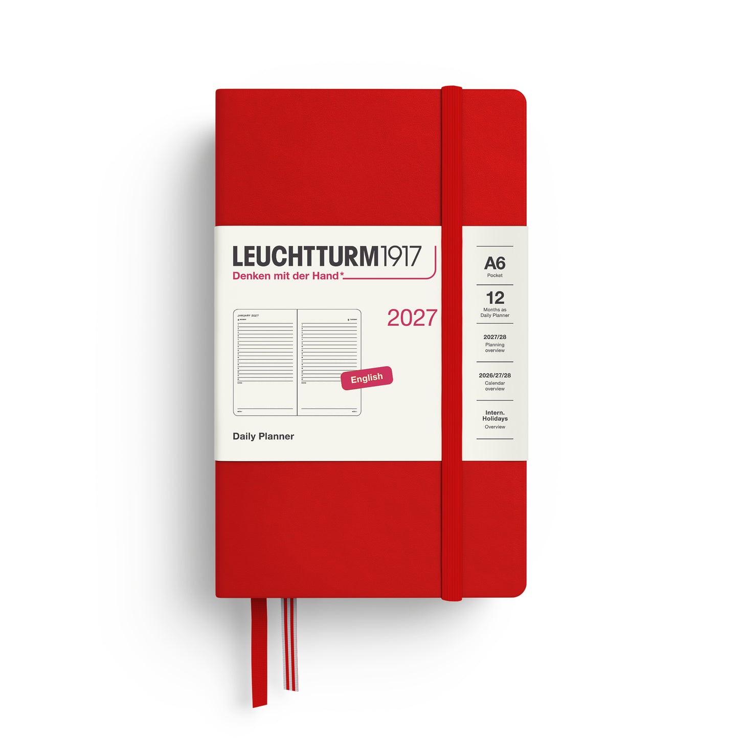 Leuchtturm1917 2027 A6 Pocket Hardcover Daily Planner - Cherry