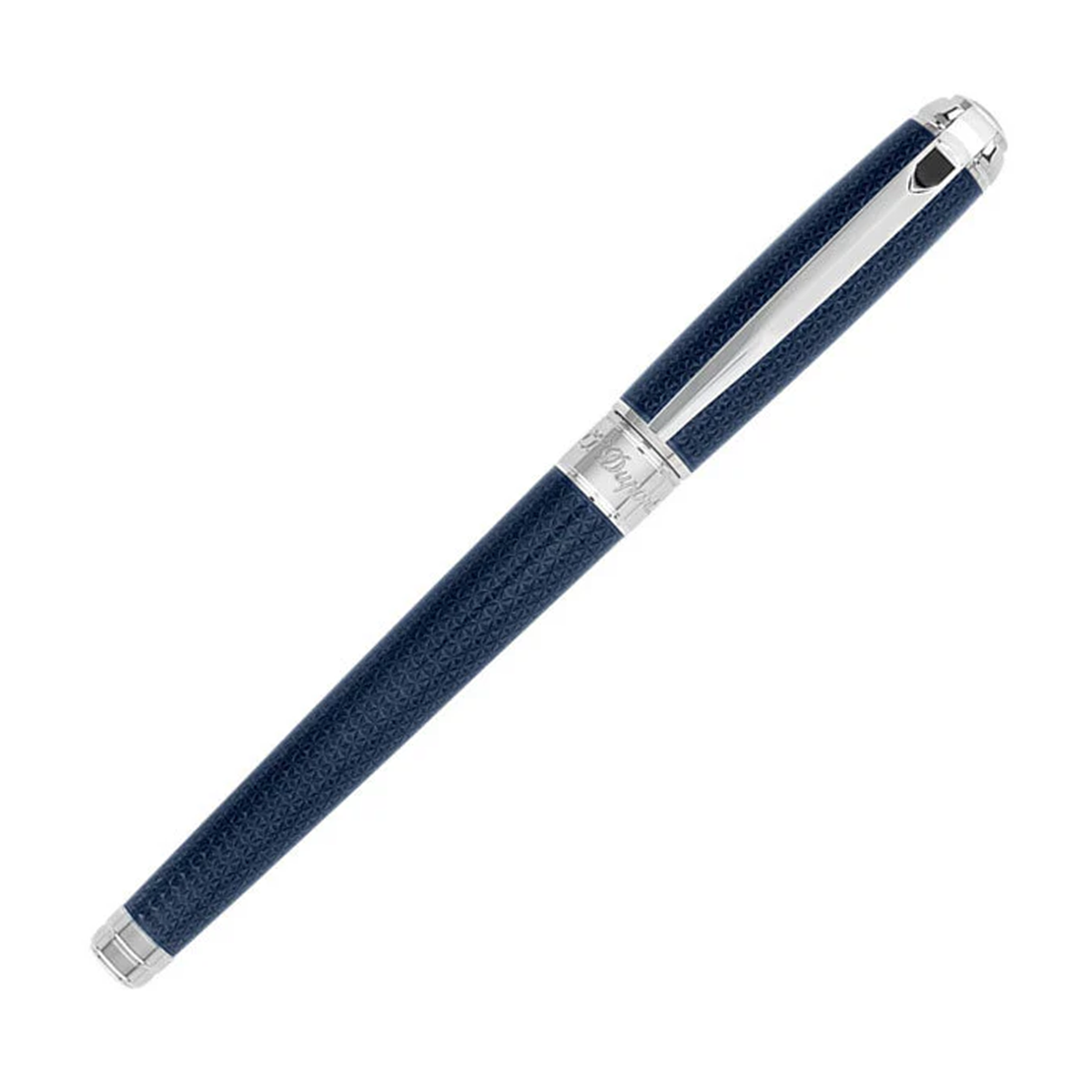 S.T. Dupont Line D Fountain Pen - Guilloche Blue with Palladium Trim