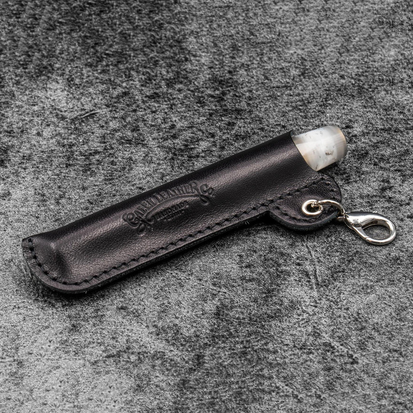Galen Leather Lanyard EDC Pocket Pen Sleeve Keeper - Black
