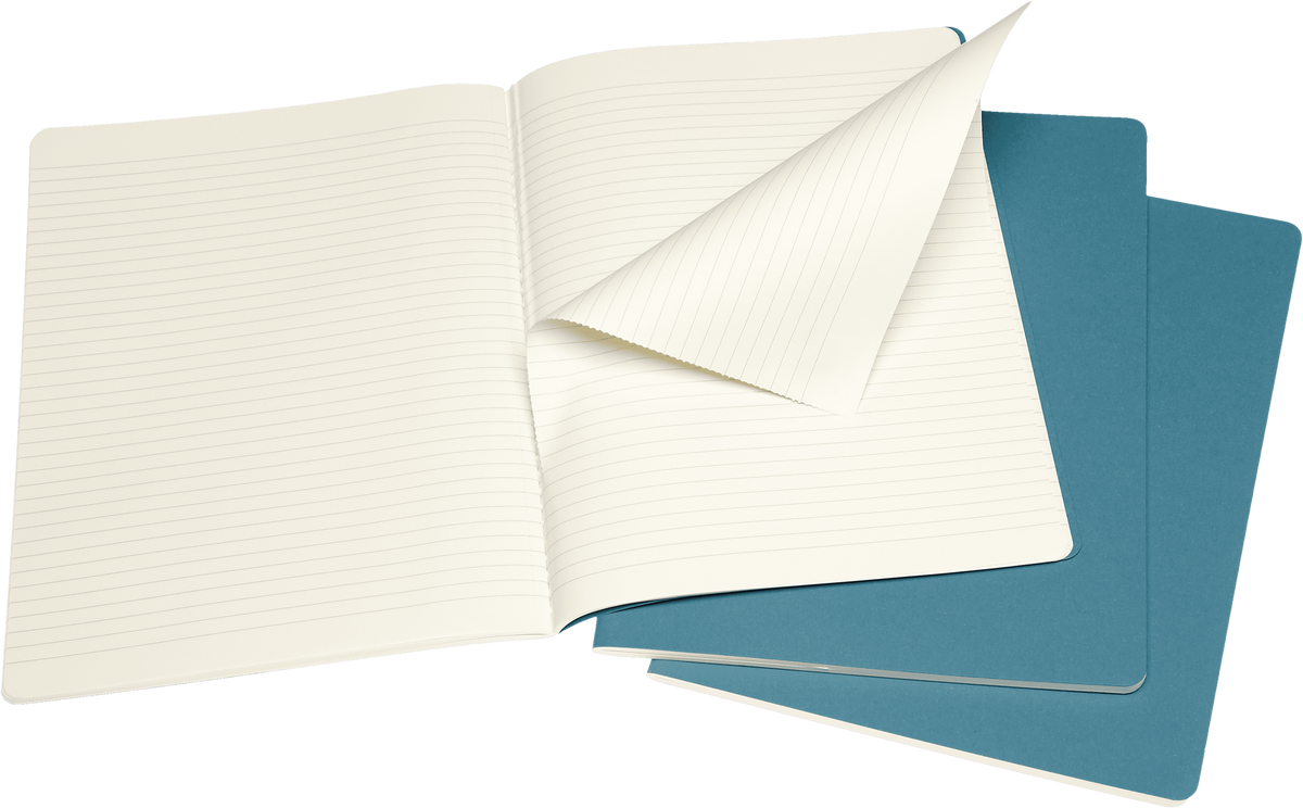 Moleskine XL Softcover Cahier Ruled Journal - Brisk Blue (Set of 3)