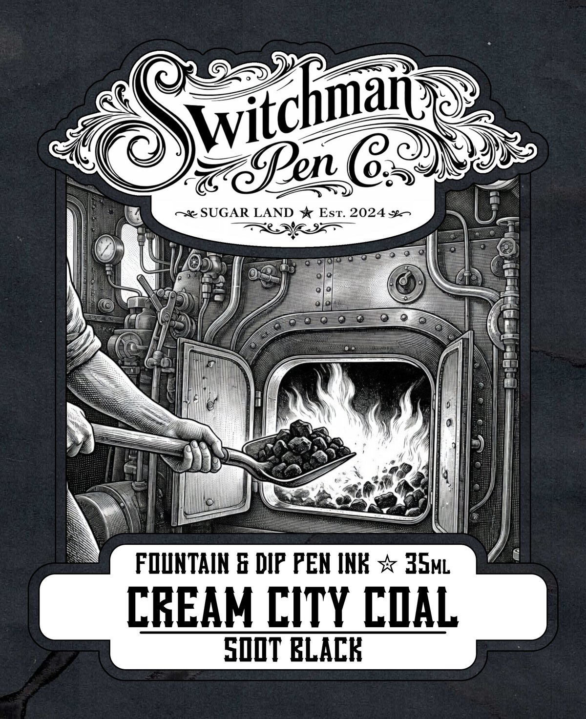 Switchman Pen Company Bottled Ink (35ml) - Cream City Coal: Soot Black