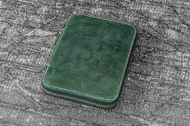 Galen Leather Zippered 14 Slots Collector Pen Case for Kaweco Pens - Crazy Horse Forest Green