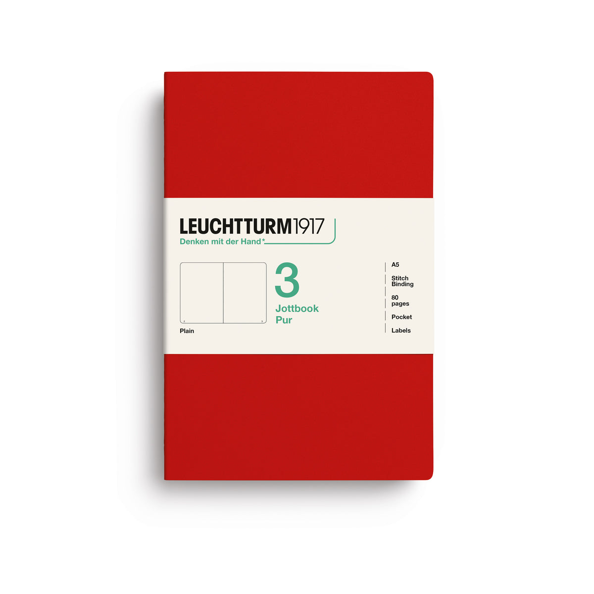 Leuchtturm1917 Jottbook Pur A5 Medium Flexcover Plain Notebook Set - Cherry (Pack of 3)