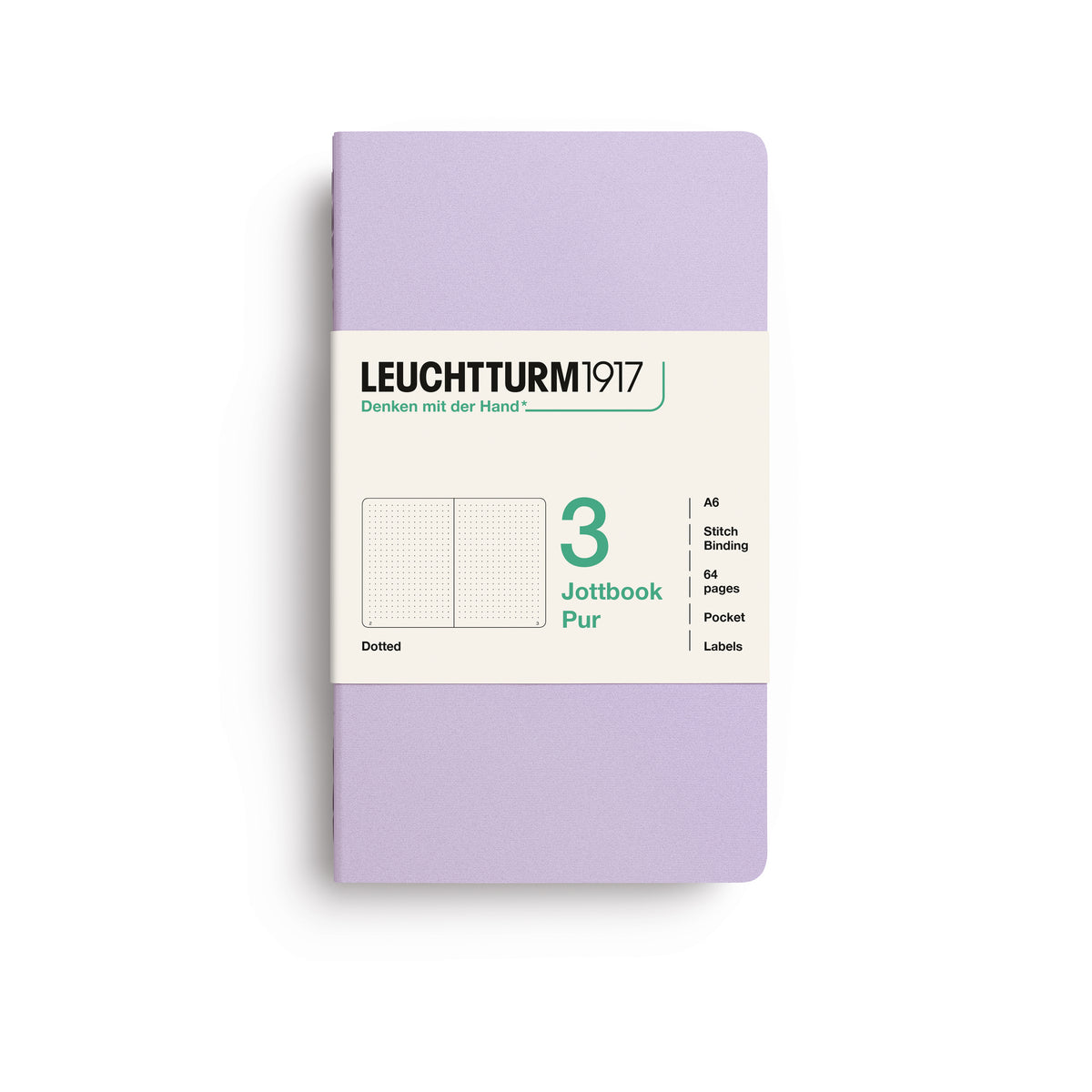 Leuchtturm1917 Jottbook Pur A6 Pocket Flexcover Dotted Notebook Set - Lilac (Pack of 3)