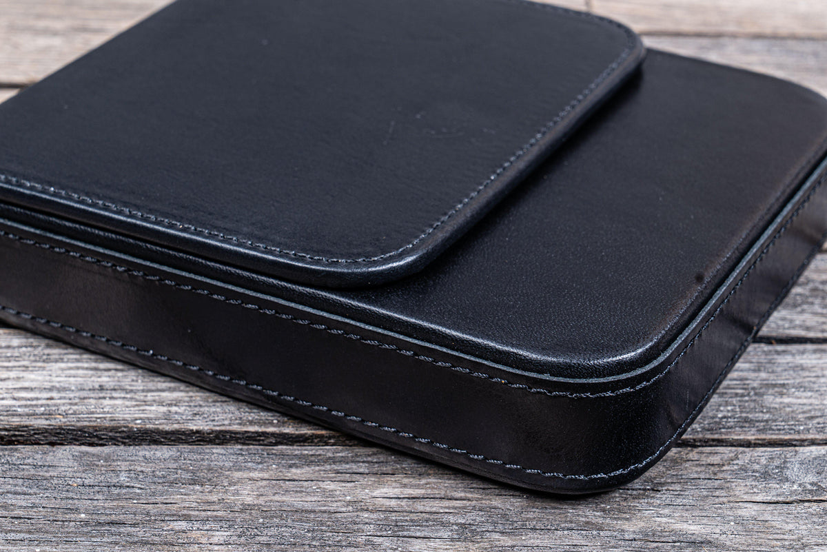 Galen Leather 6 Slots Magnum Opus Pen Case - Black (with Removable Pen Tray)