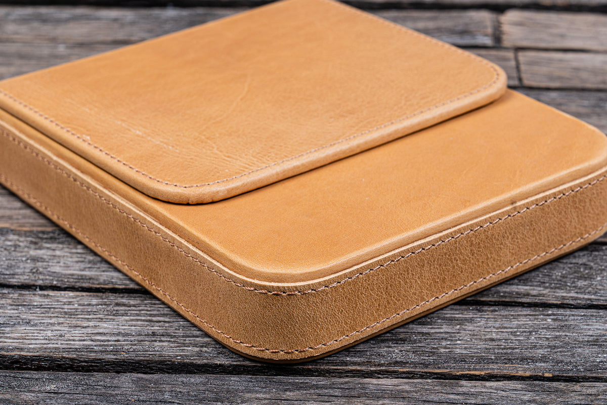 Galen Leather 6 Slots Magnum Opus Pen Case - Crazy Honey Ochre (with Removable Tray)