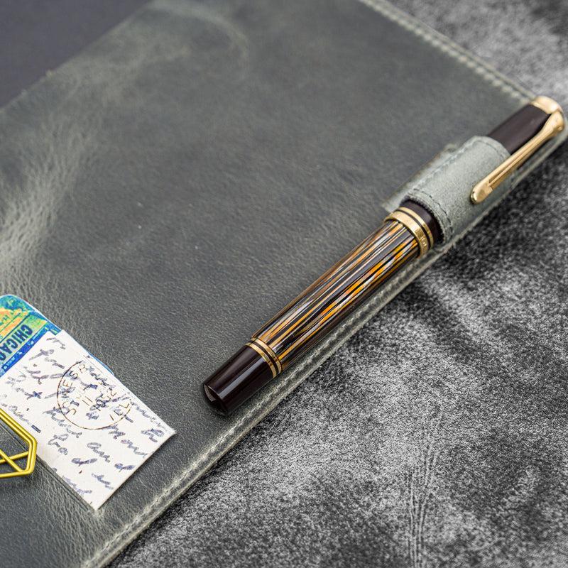 Galen Leather Slim B5 Notebook/Planner Cover - Crazy Horse Smoky