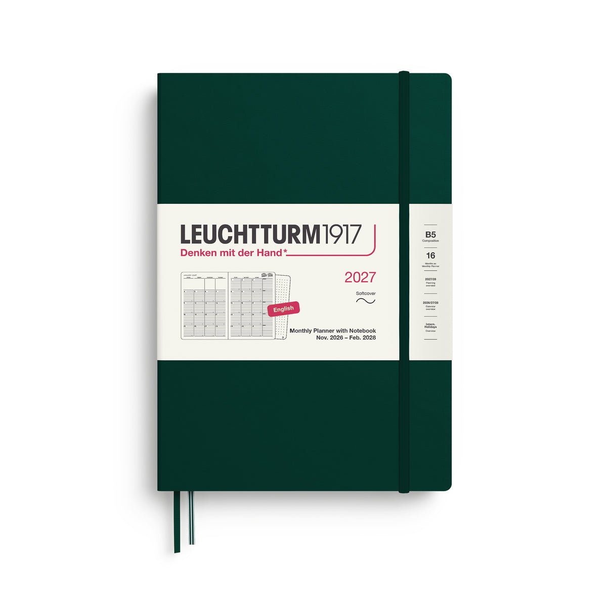 Leuchtturm1917 2027 B5 Composition Softcover 16-Monthly Planner & Notebook - Forest Green
