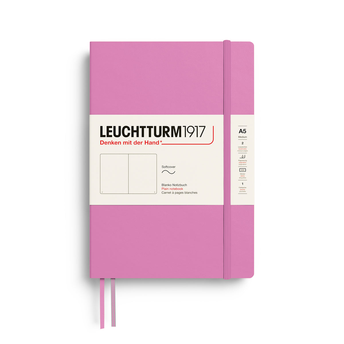 Leuchtturm1917 A5 Medium Softcover Plain Notebook - Bubblegum