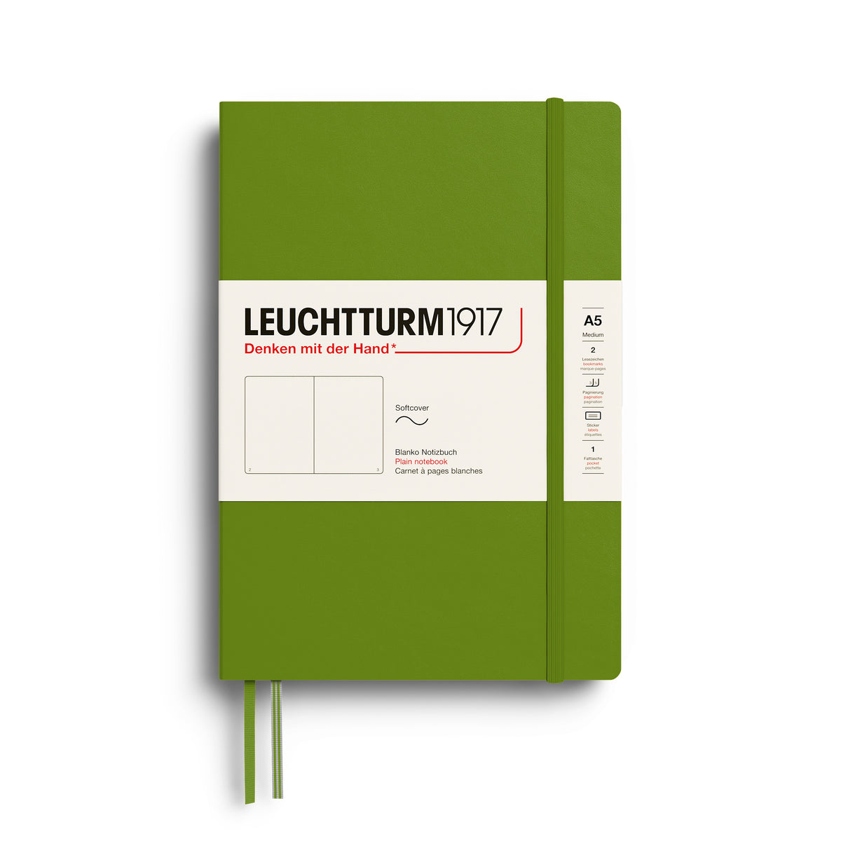 Leuchtturm1917 A5 Medium Softcover Plain Notebook - Moss