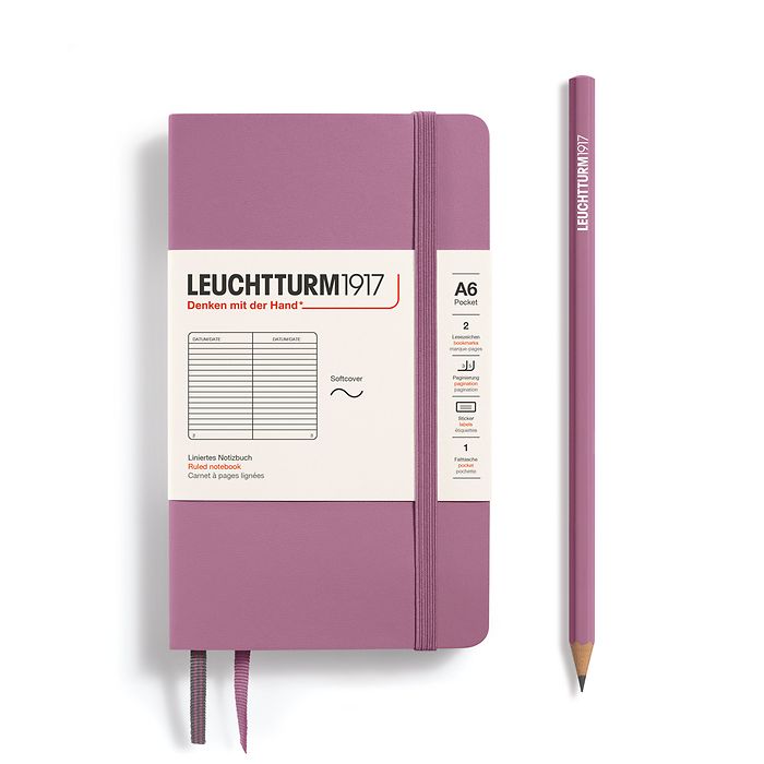 Leuchtturm1917 A6 Pocket Hardcover Ruled Notebook - Dusty Rose