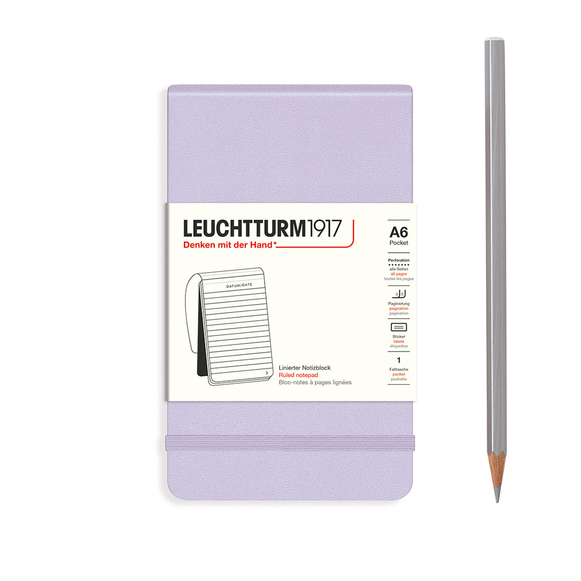 Leuchtturm1917 A6 Pocket Hardcover Ruled Notepad - Lilac