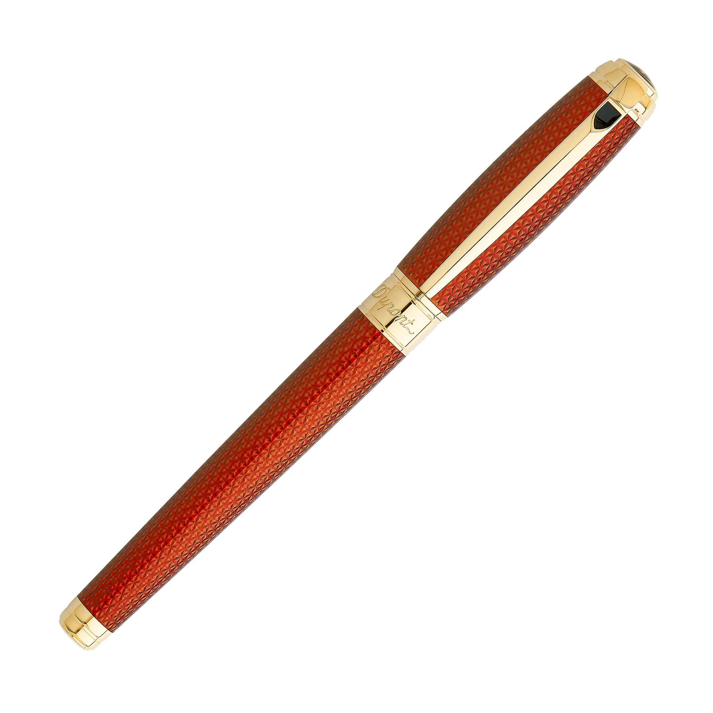 S.T. Dupont Line D Firehead Fountain Pen - Guilloche Amber with Gold Trim (Discontinued)