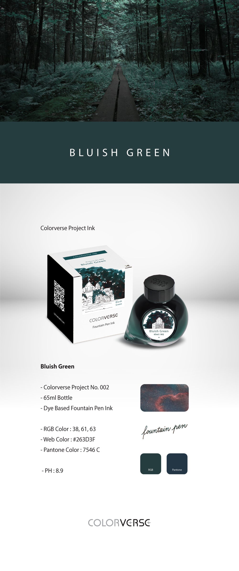 Colorverse Bluish Green (65ml) Bottled Ink